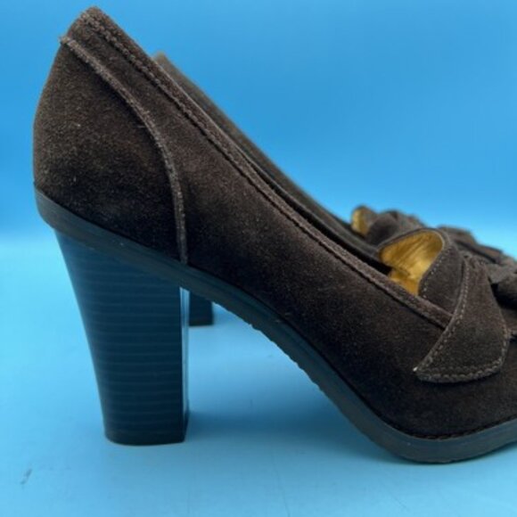 Ann Taylor Loft Women’s Brown Suede Heels Size 8M With Tassels - Picture 4 of 9